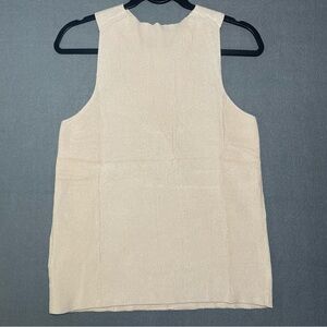 Yeokou Cream Ribbed Knit Cross Back Tank Top Size L